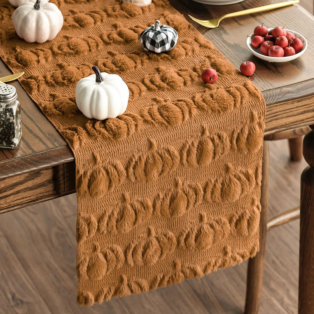 Table Runner - Karmelowy 3D pluszowy bieżnik na stół