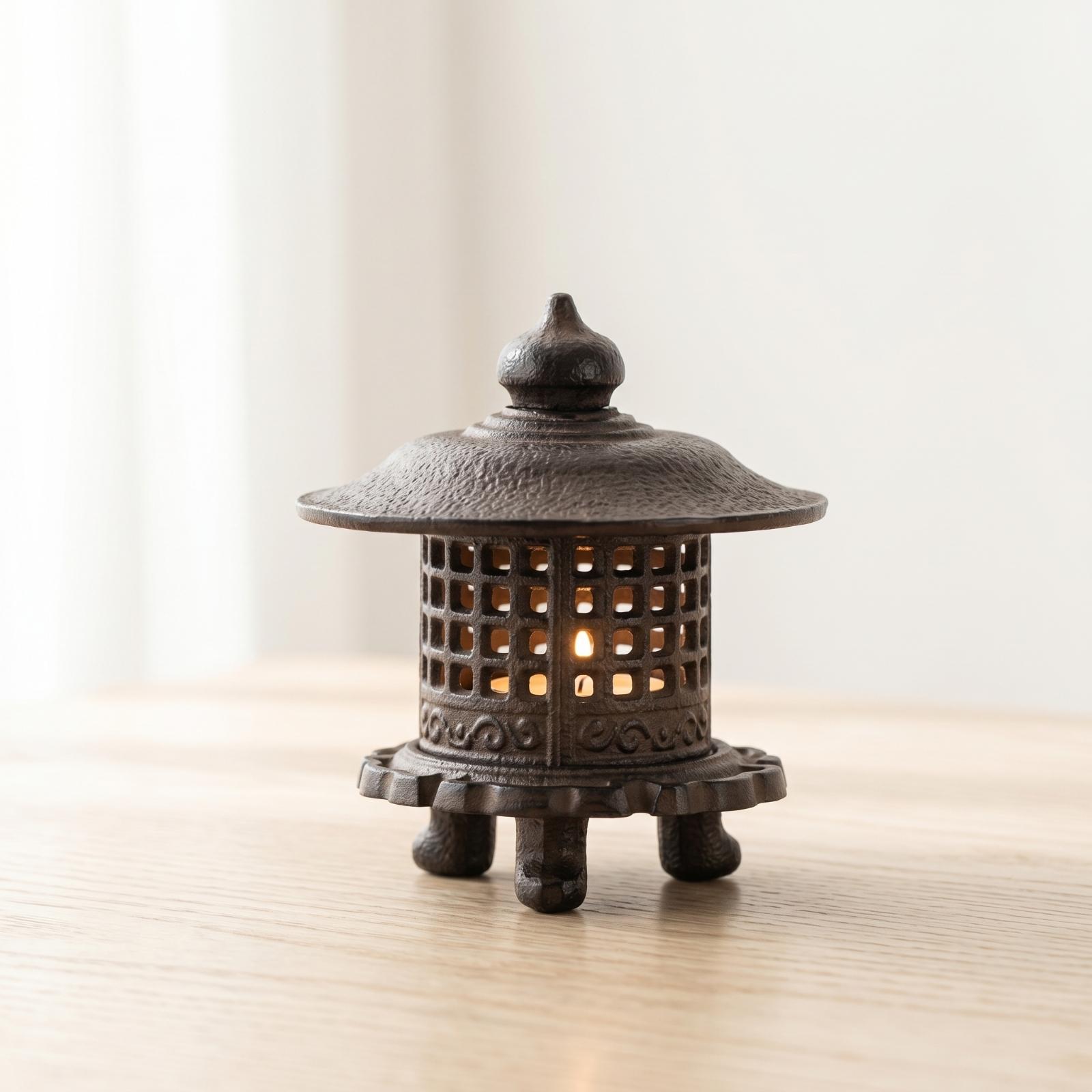 Candle Holder Decor - Żeliwny świecznik w kształcie lampionu, dekoracyjny