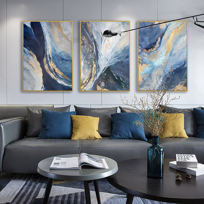 Abstract Canvas Set - 3Pc/Set Nowoczesny Abstrakcyjny Styl Złote Płótno