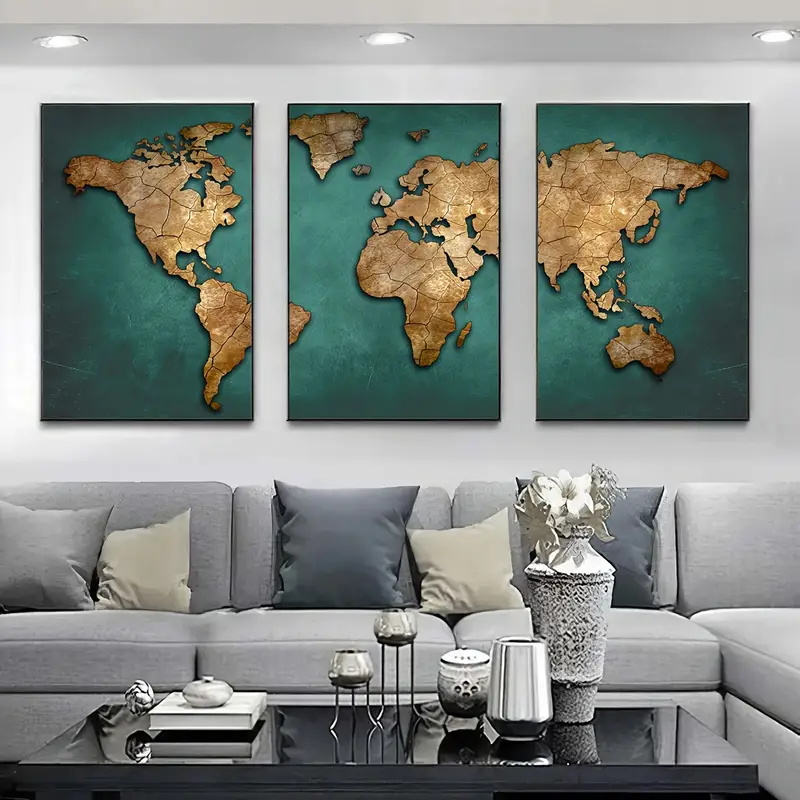 Retro Mapa Świata 3 szt./zesta – Abstract Canvas Set recenzja i cena