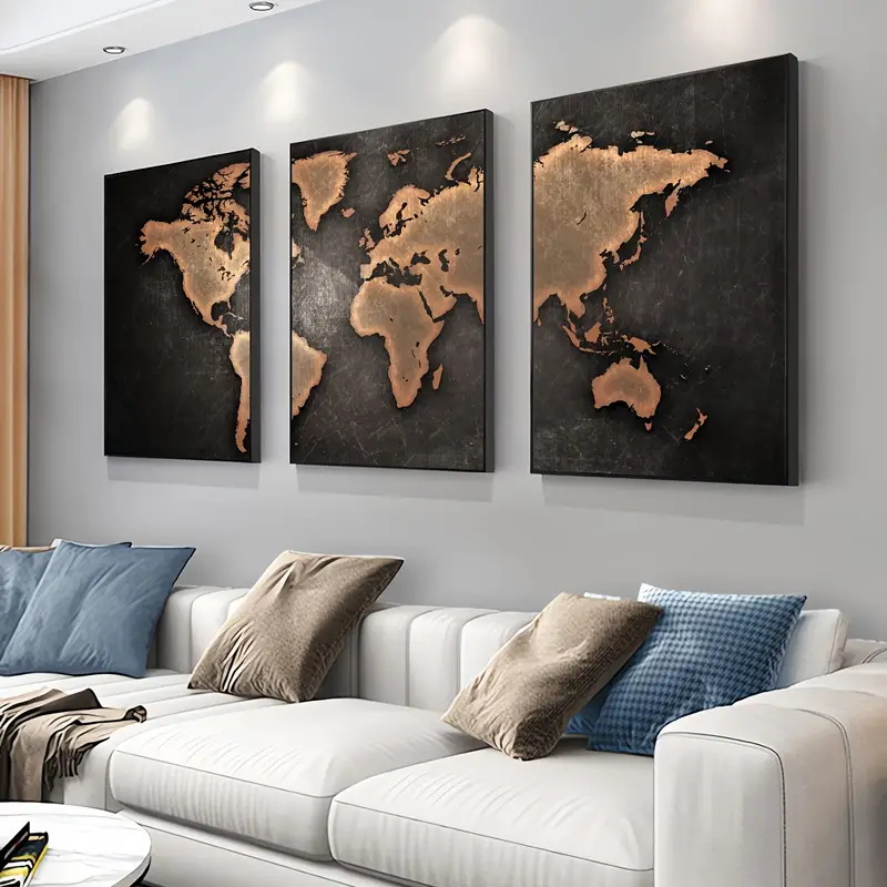 Retro Mapa Świata 3 szt./zesta – Abstract Canvas Set recenzja i cena