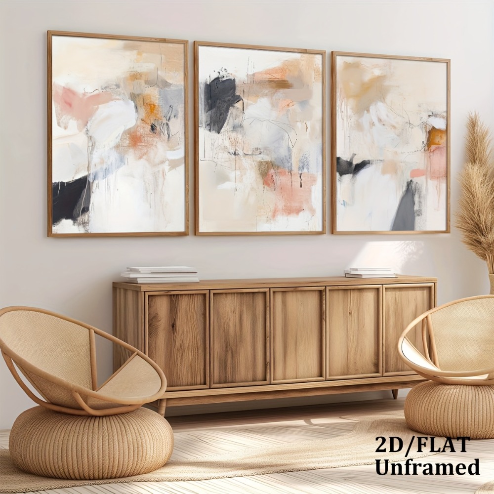 3 szt. Bezramowe, neutralne be – Abstract Canvas Set recenzja i cena